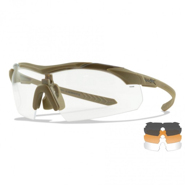 Баллистические очки для стрельбы с защитой от осколков Wiley X Vapor Comm Matte Tan (Clear-Grey-Rust)